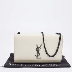 Pre Owned Saint Laurent Off White Leather Medium Kate Shoulder Bag
