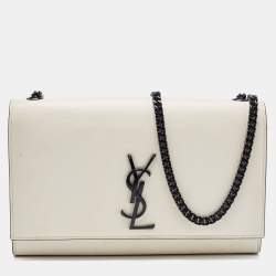 Pre Owned Saint Laurent Off White Leather Medium Kate Shoulder Bag