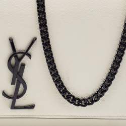 Pre Owned Saint Laurent Off White Leather Medium Kate Shoulder Bag