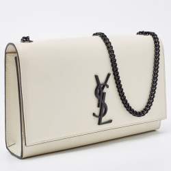 Pre Owned Saint Laurent Off White Leather Medium Kate Shoulder Bag