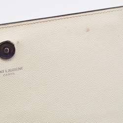 Pre Owned Saint Laurent Off White Leather Medium Kate Shoulder Bag