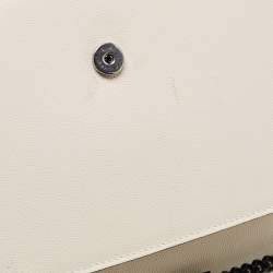 Pre Owned Saint Laurent Off White Leather Medium Kate Shoulder Bag