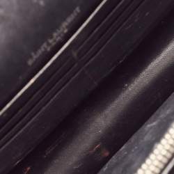 مملوكة مسبقًا Saint Laurent Black Croc Embossed Leather Sunset Chain Wallet Bag