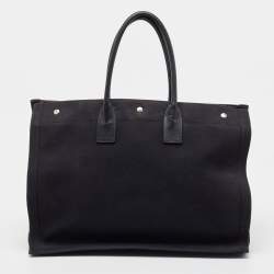 Saint Laurent Black Canvas and Leather Large Rive Gauche Shopper Tote 