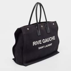 Saint Laurent Black Canvas and Leather Large Rive Gauche Shopper Tote 