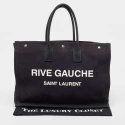 Saint Laurent Black Canvas and Leather Large Rive Gauche Shopper Tote 