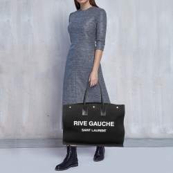 Saint Laurent Black Canvas and Leather Large Rive Gauche Shopper Tote 