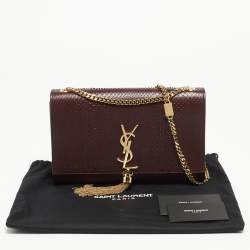Saint Laurent Burgundy Monogram Kate Tassel Chain Bag