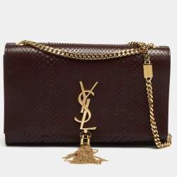 Saint Laurent Burgundy Monogram Kate Tassel Chain Bag