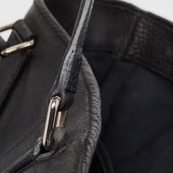 Pre Owned Saint Laurent Black Leather Vavin Buckle Tote