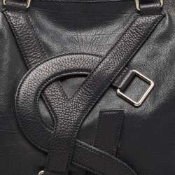 Pre Owned Saint Laurent Black Leather Vavin Buckle Tote