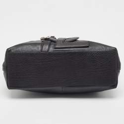 Pre Owned Saint Laurent Black Leather Vavin Buckle Tote