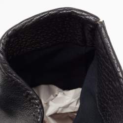 Pre Owned Saint Laurent Black Leather Vavin Buckle Tote