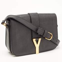 Saint Laurent Black Leather Ligne Y Crossbody Bag