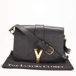 Saint Laurent Black Leather Ligne Y Crossbody Bag