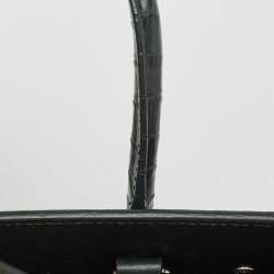 Pre Owned Saint Laurent Green Croc Embossed Leather Baby Classic Sac De Jour Tote