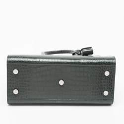 Pre Owned Saint Laurent Green Croc Embossed Leather Baby Classic Sac De Jour Tote