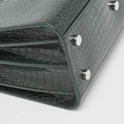 Pre Owned Saint Laurent Green Croc Embossed Leather Baby Classic Sac De Jour Tote