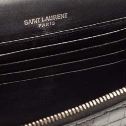 Saint Laurent Black Croc Embossed Leather Kate Belt Bag