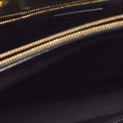 Pre Owned Saint Laurent Black Chevron Leather Classic Monogram Shopping Tote