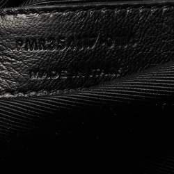 Pre Owned Saint Laurent Black Chevron Leather Classic Monogram Shopping Tote