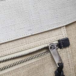Saint Laurent Beige/Black Canvas and Leather Rive Gauche Shopper Tote 
