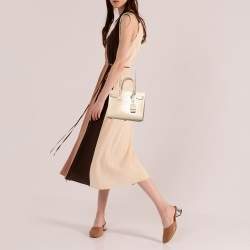 Pre Owned Saint Laurent Beige Croc Embossed Leather Nano Classic Sac De Jour Tote