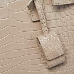 Pre Owned Saint Laurent Beige Croc Embossed Leather Nano Classic Sac De Jour Tote