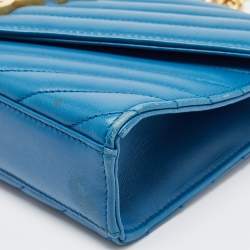 Saint Laurent Blue Matelasse Leather Envelope Chain Shoulder Bag