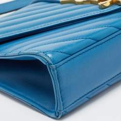 Saint Laurent Blue Matelasse Leather Envelope Chain Shoulder Bag