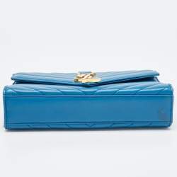 Saint Laurent Blue Matelasse Leather Envelope Chain Shoulder Bag