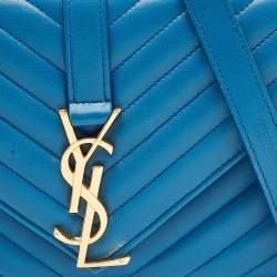 Saint Laurent Blue Matelasse Leather Envelope Chain Shoulder Bag