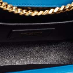 Saint Laurent Blue Matelasse Leather Envelope Chain Shoulder Bag