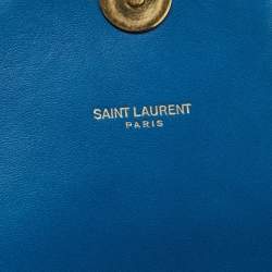 Saint Laurent Blue Matelasse Leather Envelope Chain Shoulder Bag