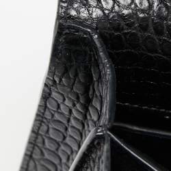 Pre Owned Saint Laurent Black Croc Embossed Leather Medium Sunset Shoulder Bag
