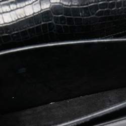 Pre Owned Saint Laurent Black Croc Embossed Leather Medium Sunset Shoulder Bag