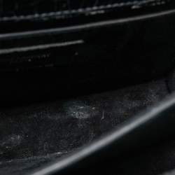 Pre Owned Saint Laurent Black Croc Embossed Leather Medium Sunset Shoulder Bag