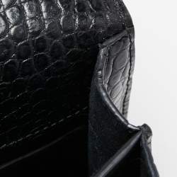 Pre Owned Saint Laurent Black Croc Embossed Leather Medium Sunset Shoulder Bag