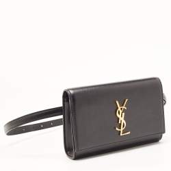 Pre Owned Saint Laurent Black Leather Kate Belt Bag