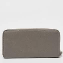 Saint Laurent Grey Leather Zip Around Continental Wallet