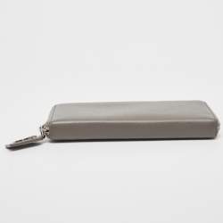 Saint Laurent Grey Leather Zip Around Continental Wallet