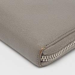 Saint Laurent Grey Leather Zip Around Continental Wallet