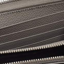 Saint Laurent Grey Leather Zip Around Continental Wallet