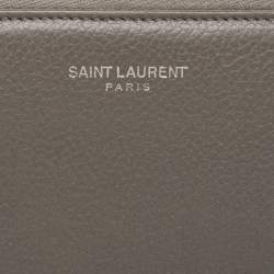 Saint Laurent Grey Leather Zip Around Continental Wallet