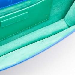 Pre Owned Saint Laurent Blue/Green Leather Betty Clutch
