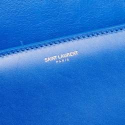 Pre Owned Saint Laurent Blue/Green Leather Betty Clutch