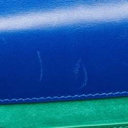 Pre Owned Saint Laurent Blue/Green Leather Betty Clutch