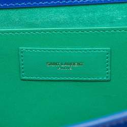 Pre Owned Saint Laurent Blue/Green Leather Betty Clutch
