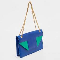 Pre Owned Saint Laurent Blue/Green Leather Betty Clutch
