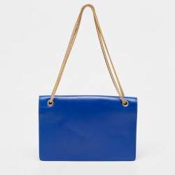 Pre Owned Saint Laurent Blue/Green Leather Betty Clutch